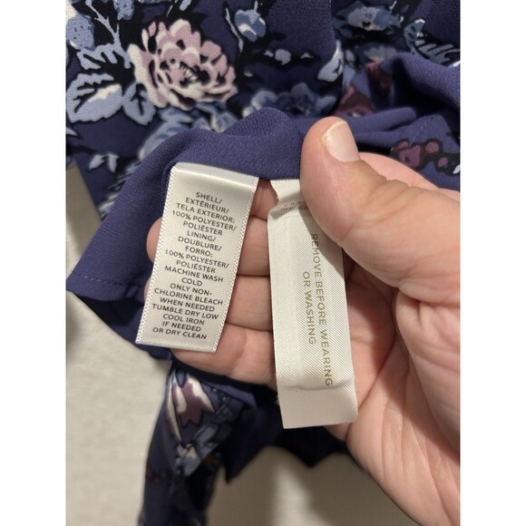 Ann Taylor Loft Purple Frosted Branch Floral V-Neck Bell Sleeve Dress Womens 6P - Picture 8 of 9